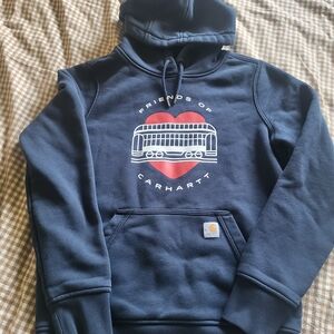 Carhartt Dark Blue Hoodie with Heart Graphic